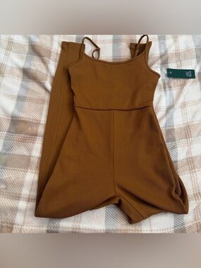 Ribbed Sleeveless Jumpsuit in Brown